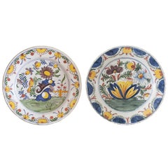 Pair of 19th Century Large Manganese Delft Plates