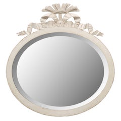 Antique Swedish Gustavian Style White Painted Oval Mirror, Mid-19th Century 6