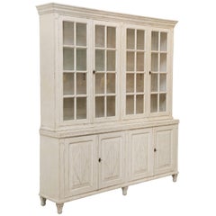 Antique Swedish Gustavian Style Painted Four Door Glass Cabinets, 19th Century 5