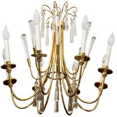 Brass and Crystal Chandelier 11