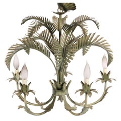 Vintage Toleware Palm Leaf Chandelier