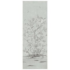 Schumacher Chinois Palais Floral Grisaille Wallpaper Panel 1