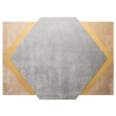 Blauer Mondteppich von Pieces, farbenfroher moderner handgetufteter Teppich  Achteckige Form