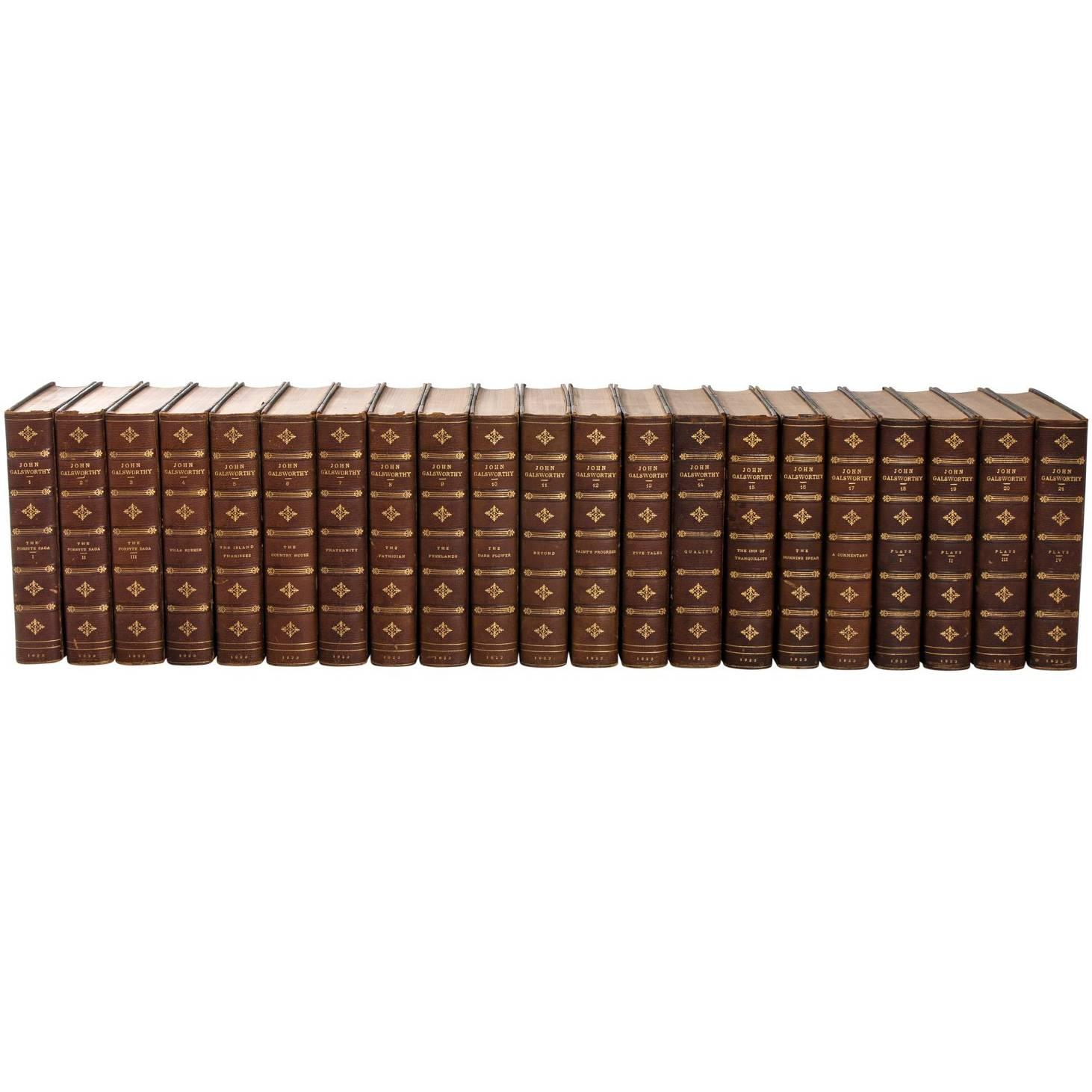 Leather Bound Works of Glasworthy 21 Volumes For Sale