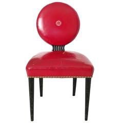 1940s Balloon Back Chair in Red Leather by Grosfeld House