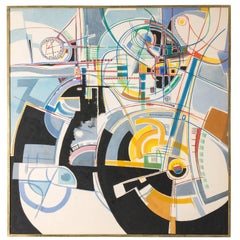 1930s Abstract Painted Fabric by F.M. Faillace 2