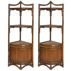 Bamboo Corner Cabinets, circa 1970s 2