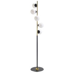 Five White Glass Orb Floor Lamp