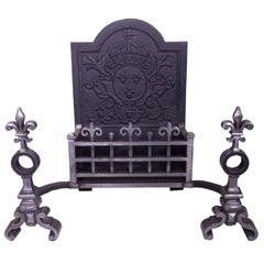 19th Century Polished Victorian Gothic Cast Iron Fire Basket