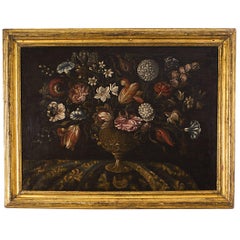 Baroque Oil Painting of a Bouquet of Flowers Spain / Spanish Colonies, circa 175 5