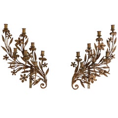 Spanish Wrought Iron and Gilt Candelabra circa 1850 Later Mounts 3