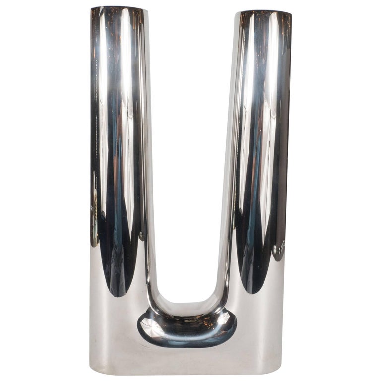 Polished Stainless Steel Copenhagen Design Candle Holder by