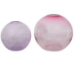 Pair of Sophisticated Modernist Amethyst and Pink Sapphire Vases by Nick Leonoff