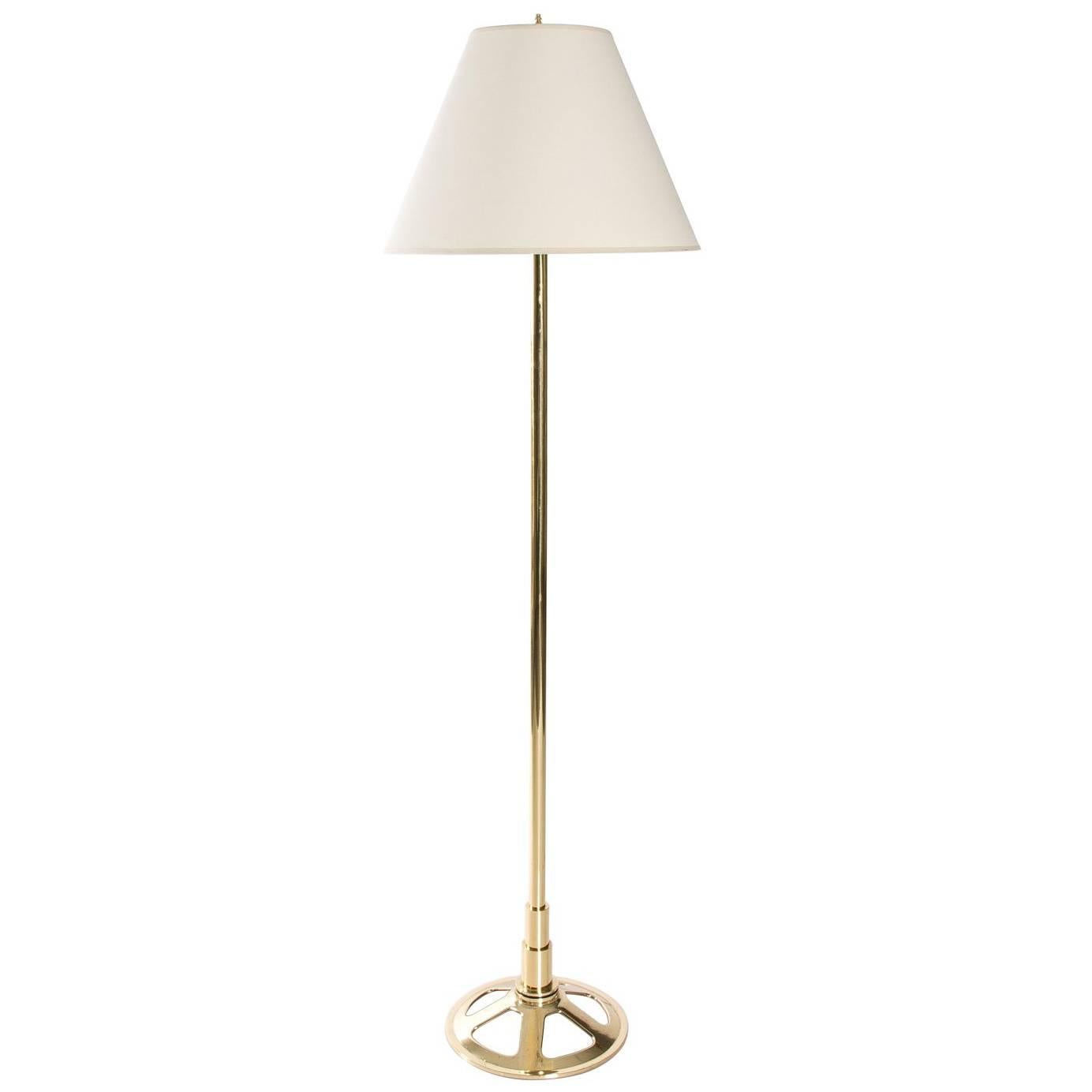 1940s Industrial Brass Floor Lamp
