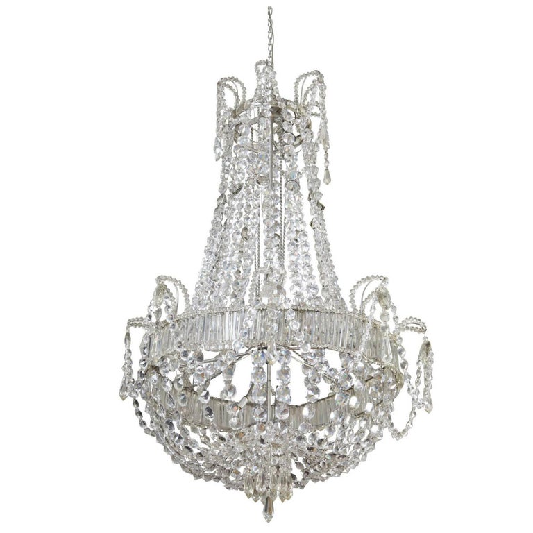 Large Glam, circa 1930 Italian Crystal Chandelier For Sale at 1stDibs