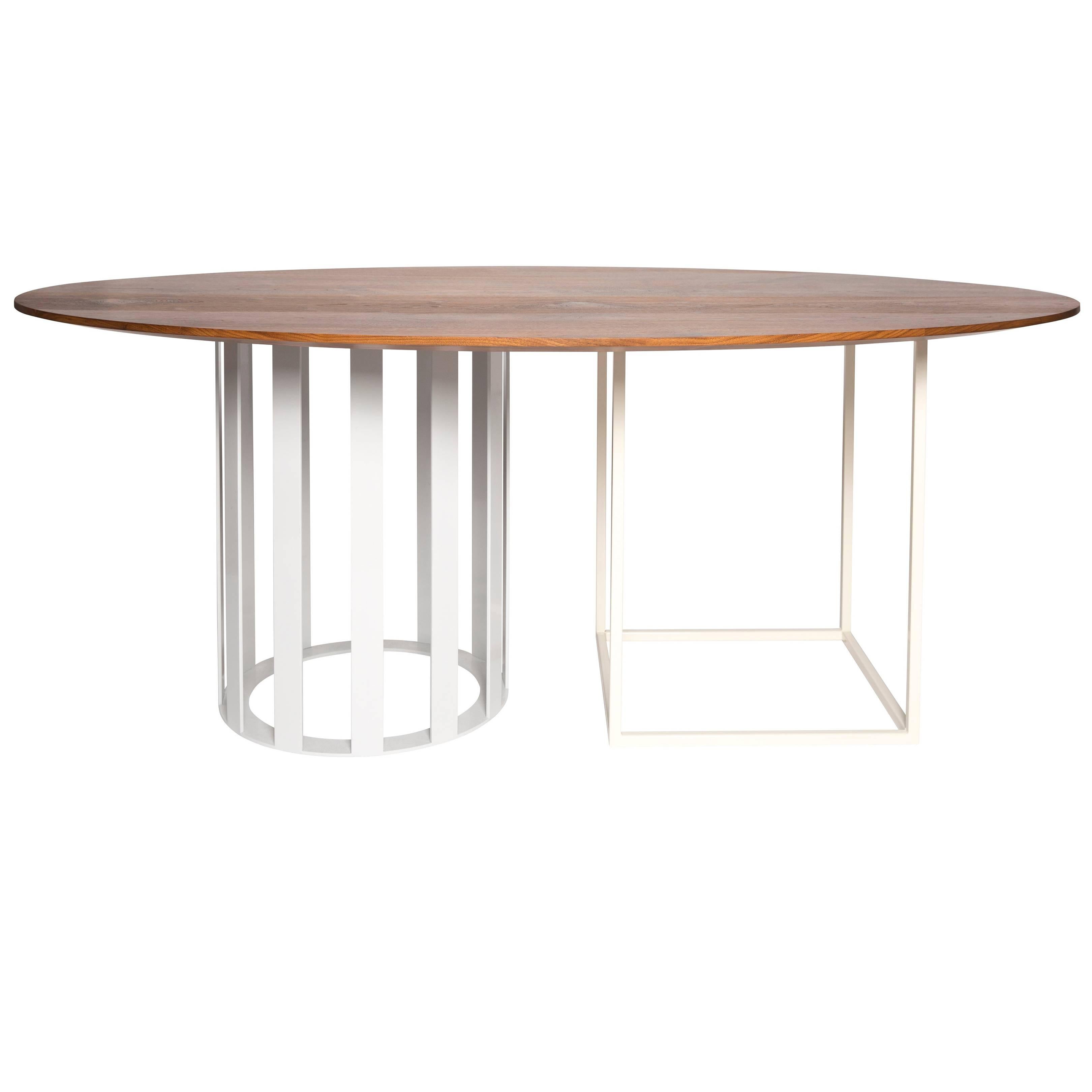 Tavolo da pranzo ovale Flux di Pieces, moderno e personalizzabile in Wood Stone e vetro