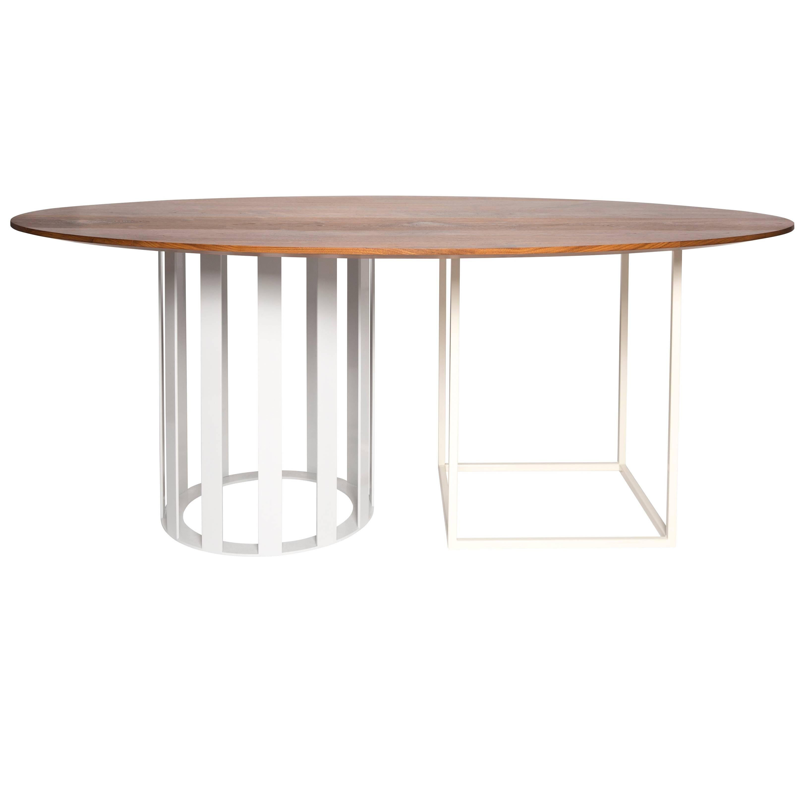  Flux Oval Dining Table by Pieces, Modern Customizable in Stone Wood Glass For Sale