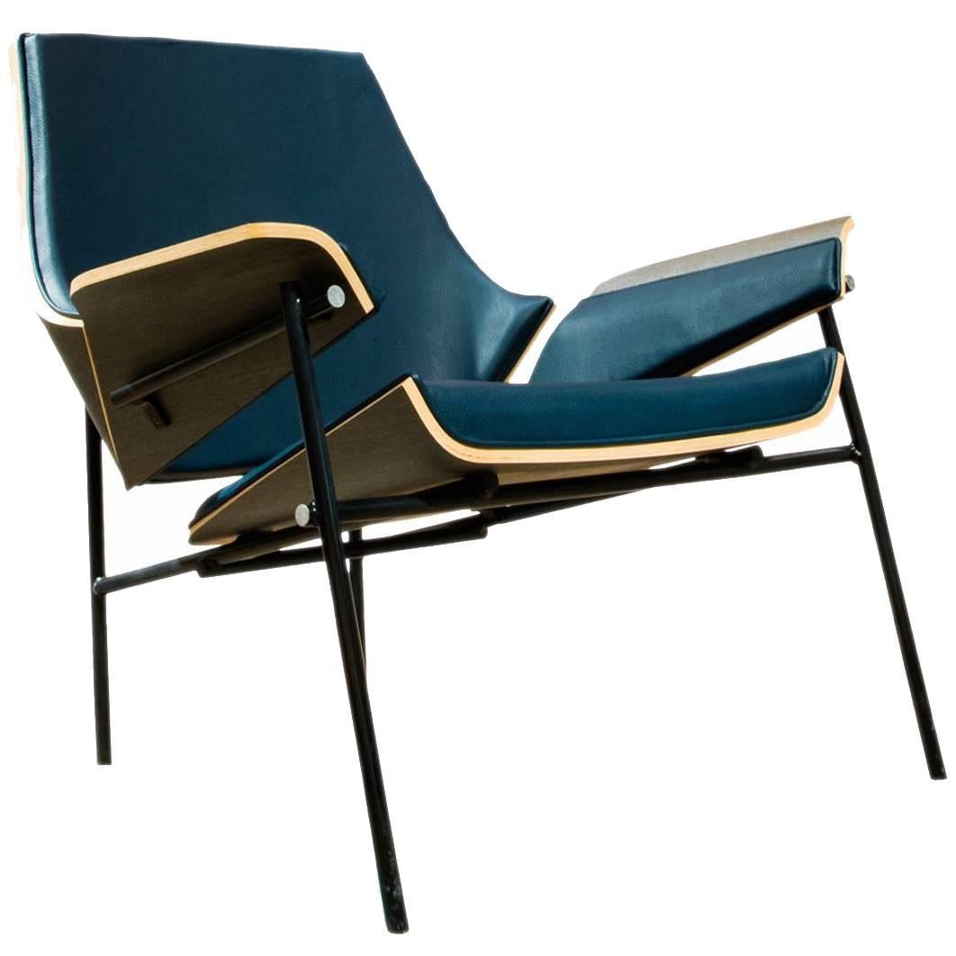 Lounge Chair in Bentwood and Leather or Fabric For Sale