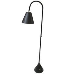 Valenti Black Leather Floor Lamp, Spain, Mid-Century