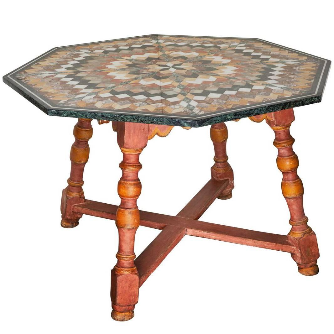 Spectacular, Large Italian Specimen Marble Centre Table For Sale