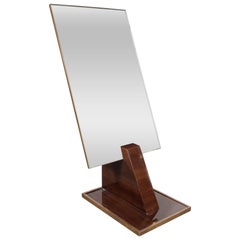 Refined French Art Deco Floor Mirror with Palisander Base and Bronze Mounts 12