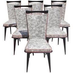 Set of Six French Art Deco Solid Mahogany Dining Chairs, circa 1940s 9