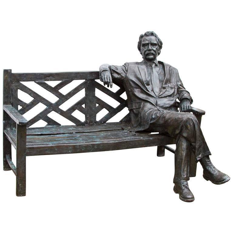 Stunning Lifesize Bronze Albert Einstein on a Garden Bench