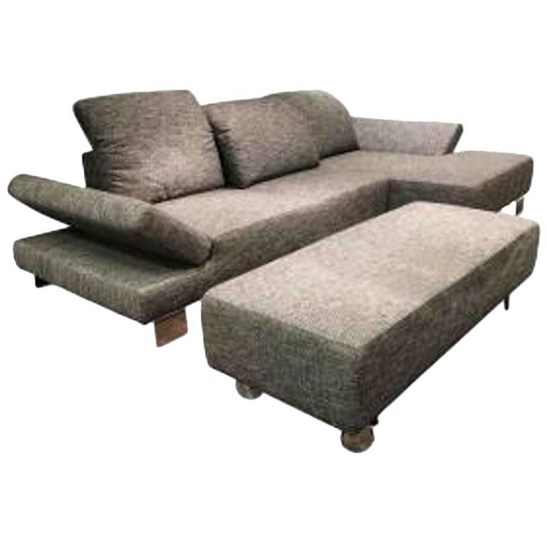 Sofa "6500" with Stool by Manufacturer Contur in Metal, Finished in Fabric For Sale