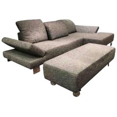 Sofa "6500" with Stool by Manufacturer Contur in Metal, Finished in Fabric
