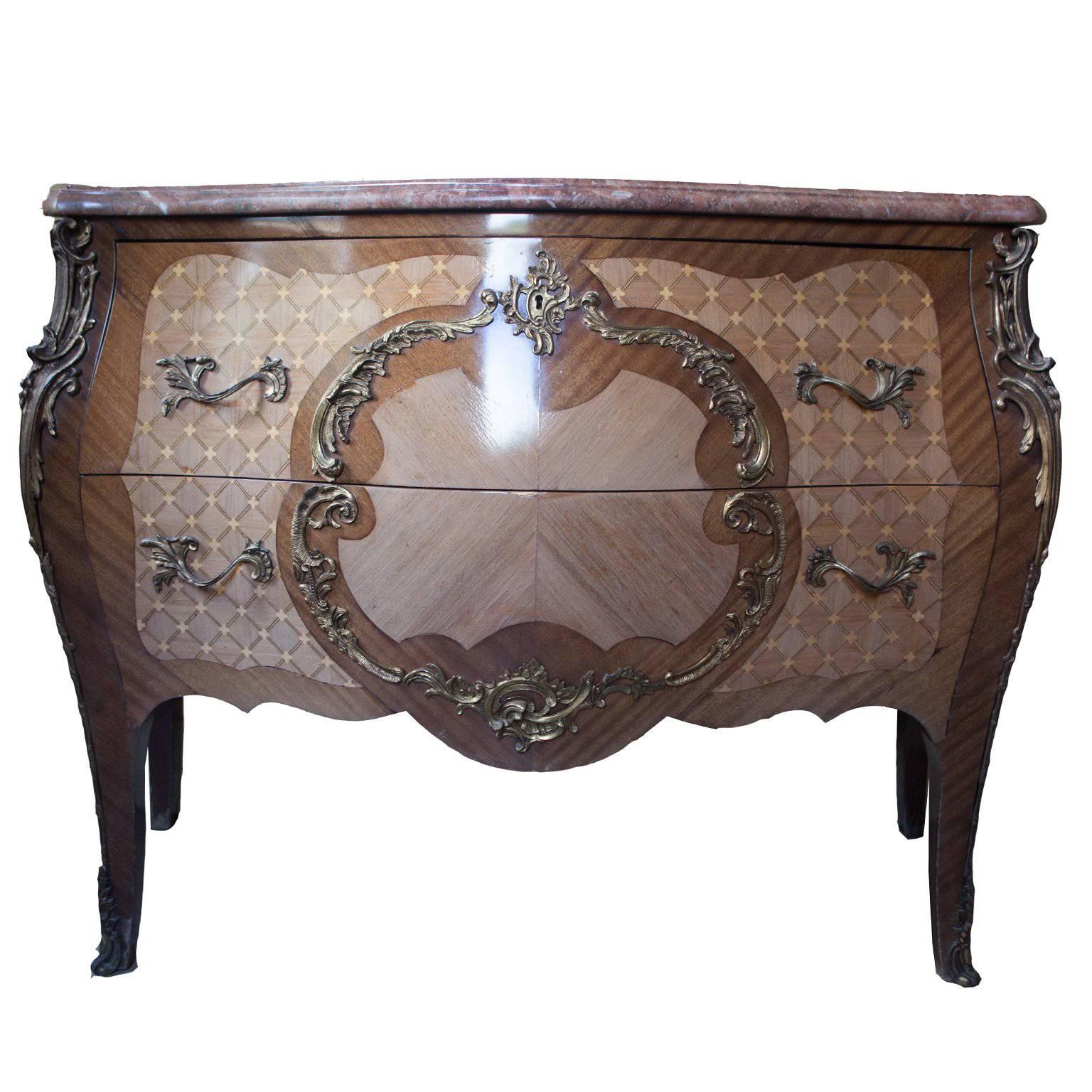 20th Century French Ormolu Gilt Chest with Inlay