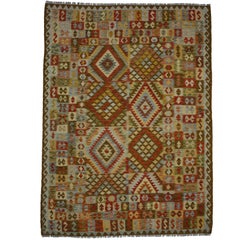 Boho Chic Vintage Afghani Shirvan Kilim Rug with Modern Tribal Style, Flat-Weave 10