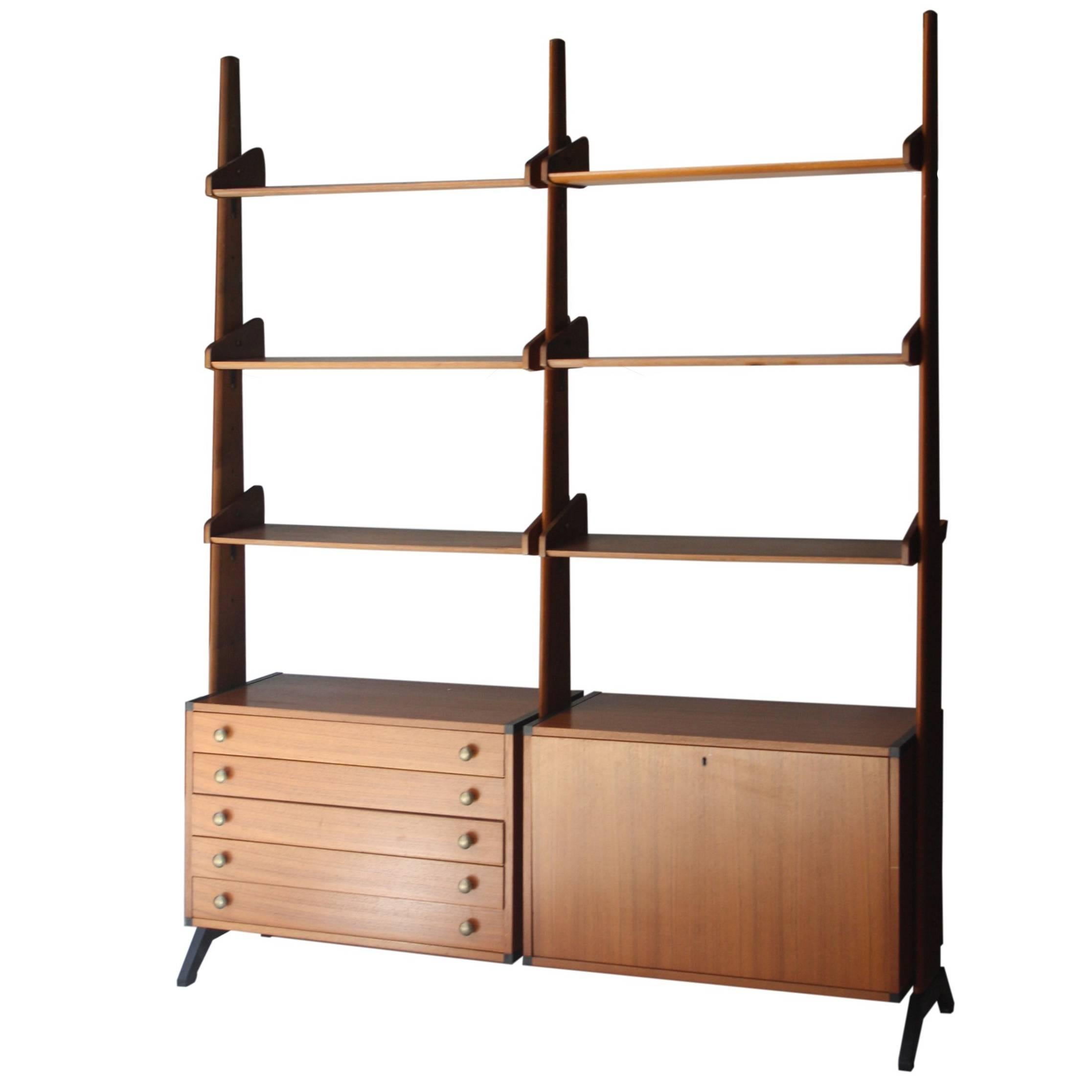 Shelf Made of Rosewood with Storage Module below, Italy, 1950
