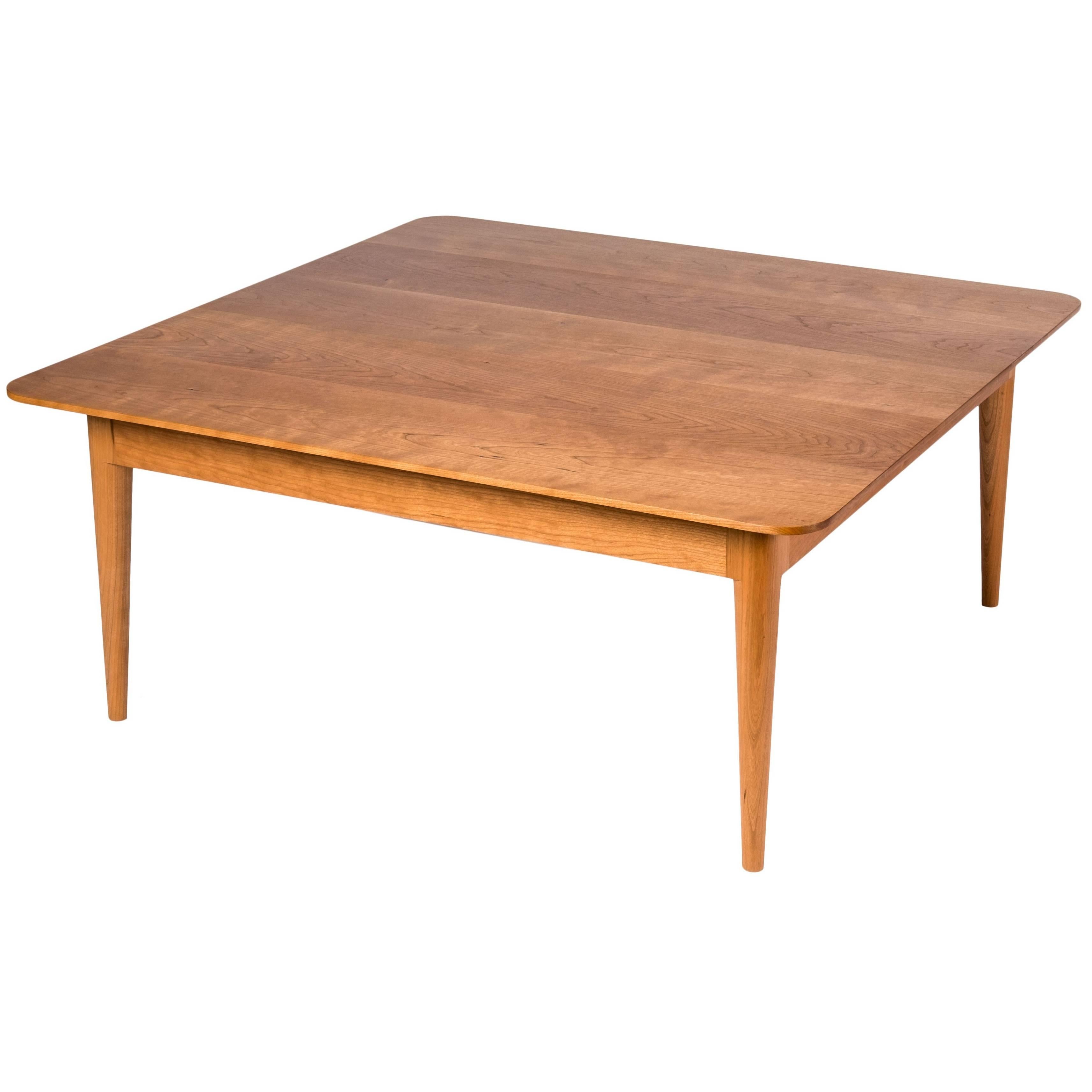 Spire Square Coffee Table by Tretiak Works, Cherry Hand Shaped and Turned For Sale