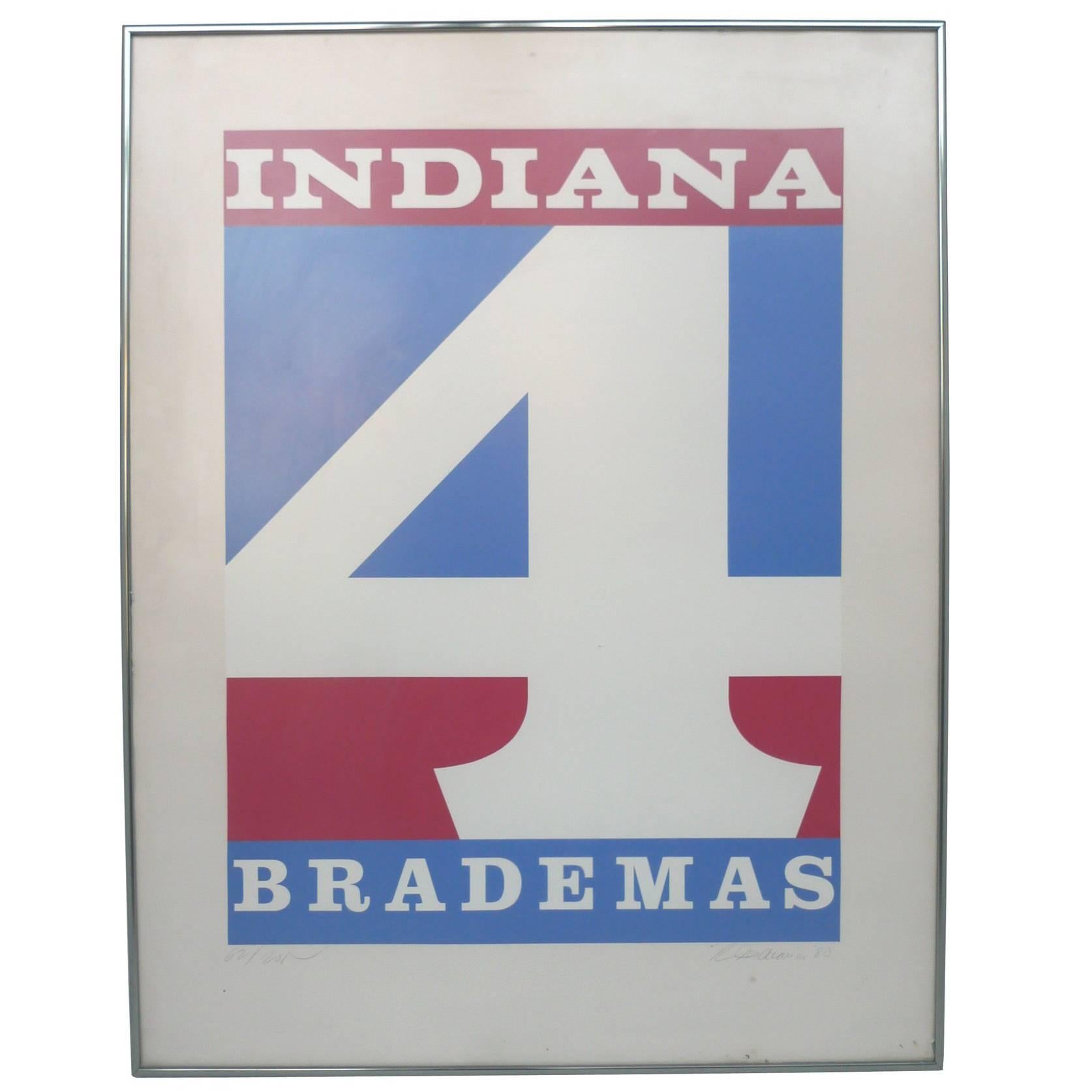 Robert Indiana Signed Screen Print "Indiana 4 Brademas"