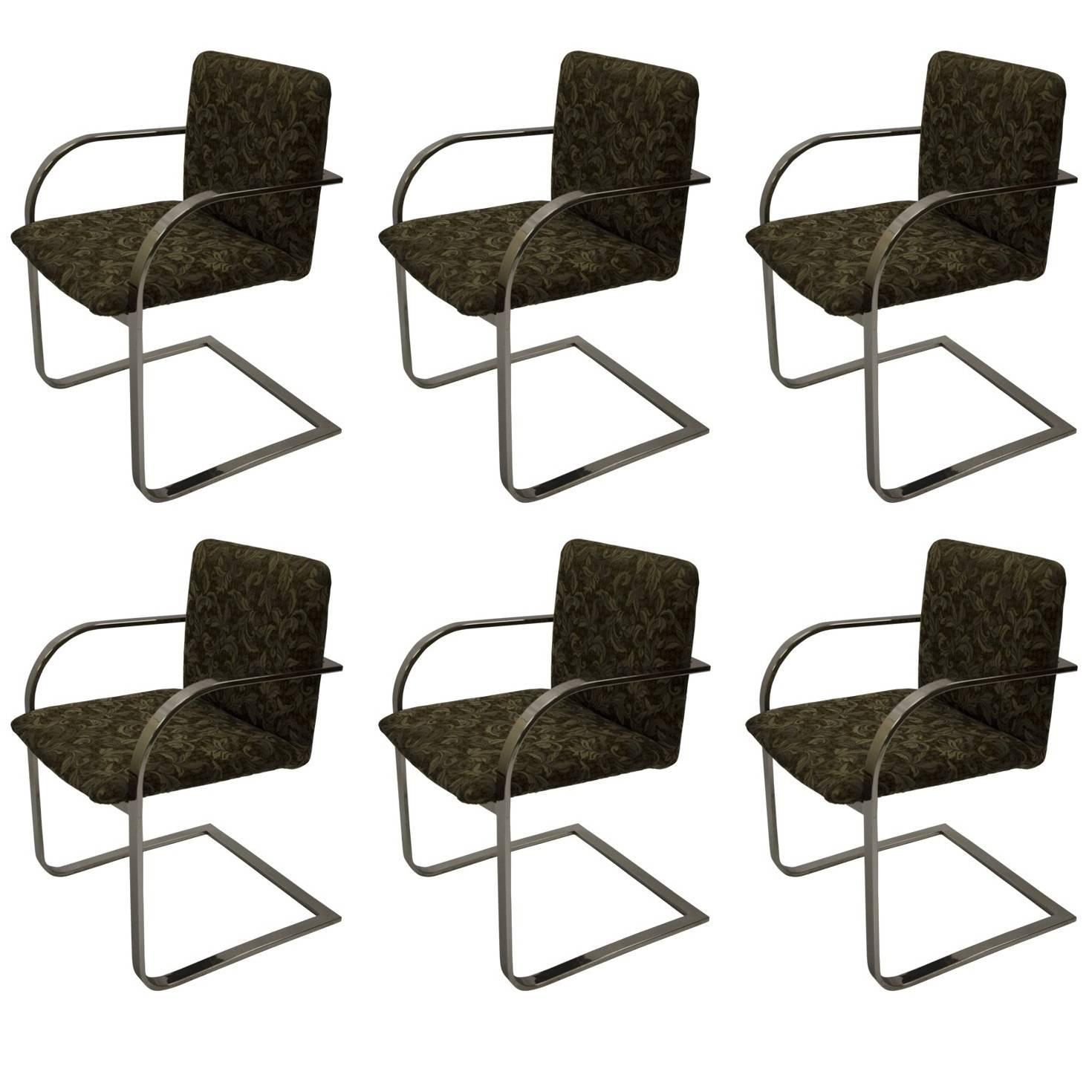 Set of Six Brueton Chrome Armchairs in the style of the Brno Chair