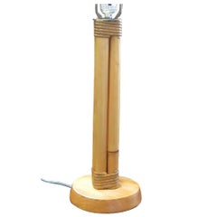 3 Strand Wrapped Rattan Pole Lamp with Mahogany Base 4