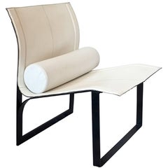 Italian Modernist White Leather Chair, 1980s