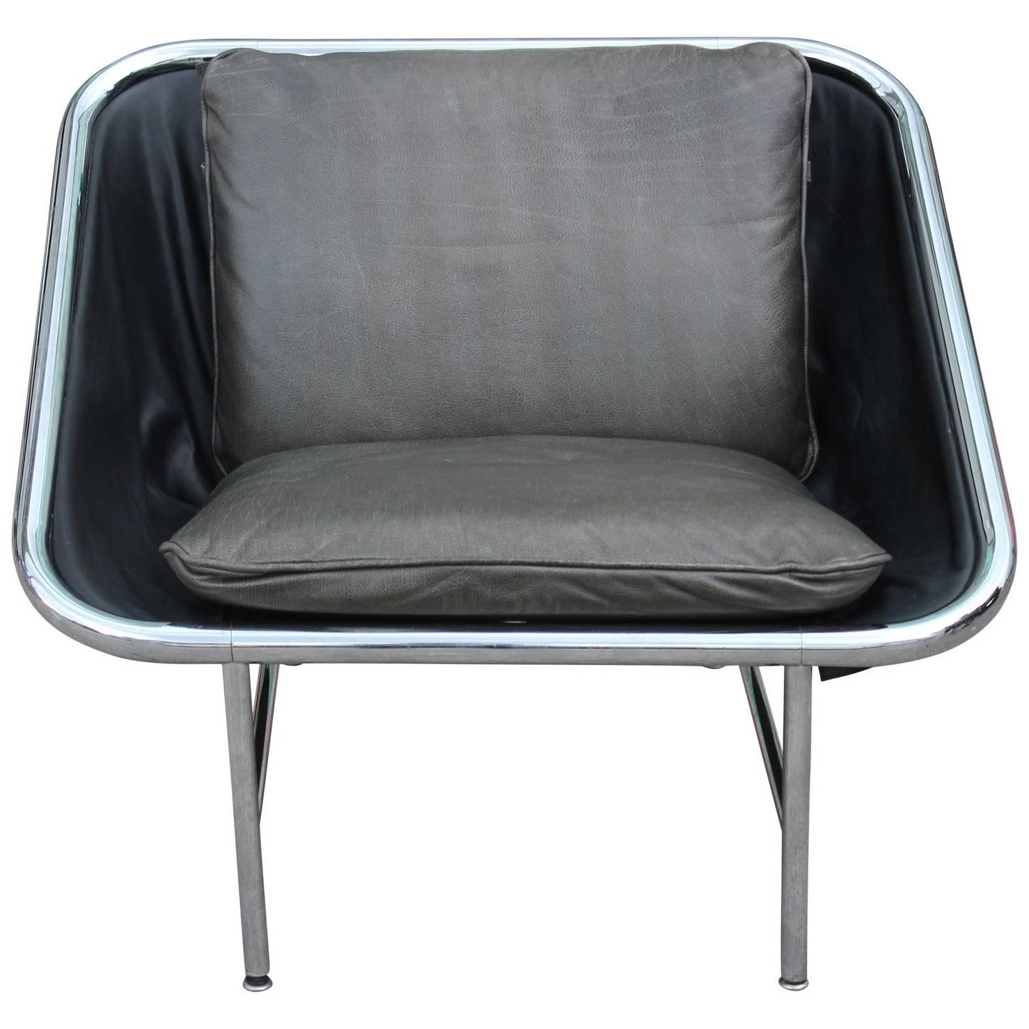 Modern George Nelson for Herman Miller Chrome and Leather Sling Chair IBM