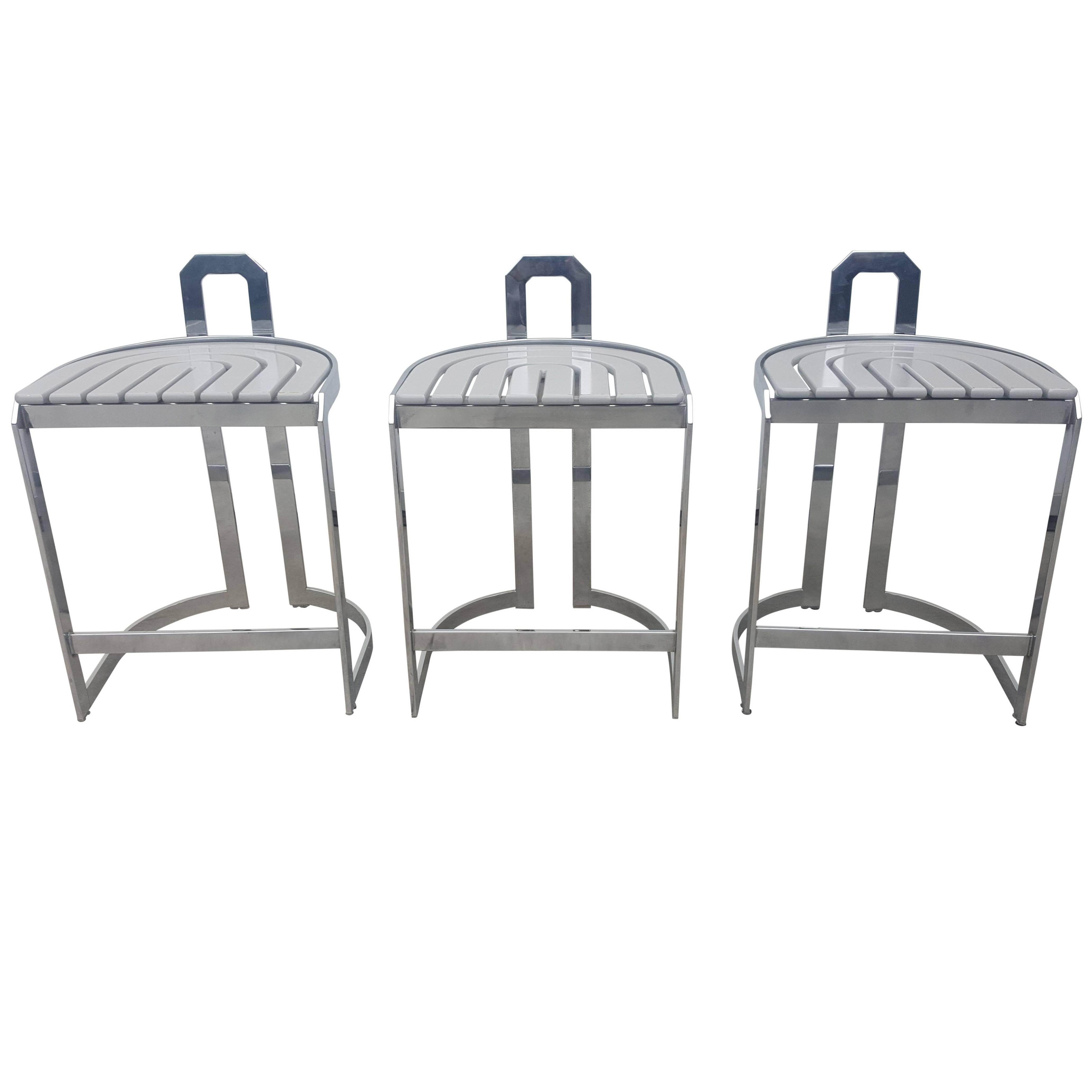 Chrome, Steel Barstools from the 1980s For Sale