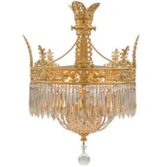 French 19th Century Neoclassical Style Baccarat Crystal and Ormolu Plafonnier