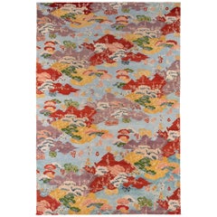 Multicolored Wool Area Rug with Eastern Motif 2