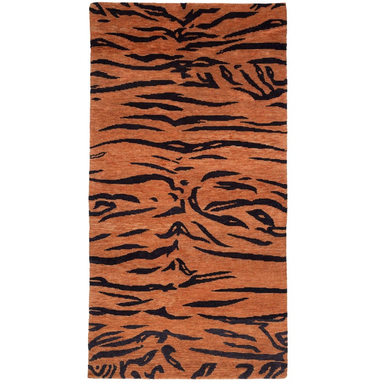 Antique Weave Abstract Tiger Area Rug In Wool At 1stdibs Antique Weave Abstract Tiger Area Rug In Wool For