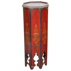 Hand-Painted Moroccan Pedestal Red Table