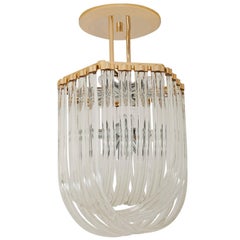 Venini Curved Glass Pendant Light, Italy, 1970s
