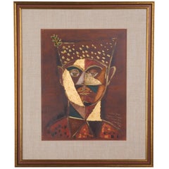 Portait, Oil and Metallics on Canvas by Corneliu Petrescu 3