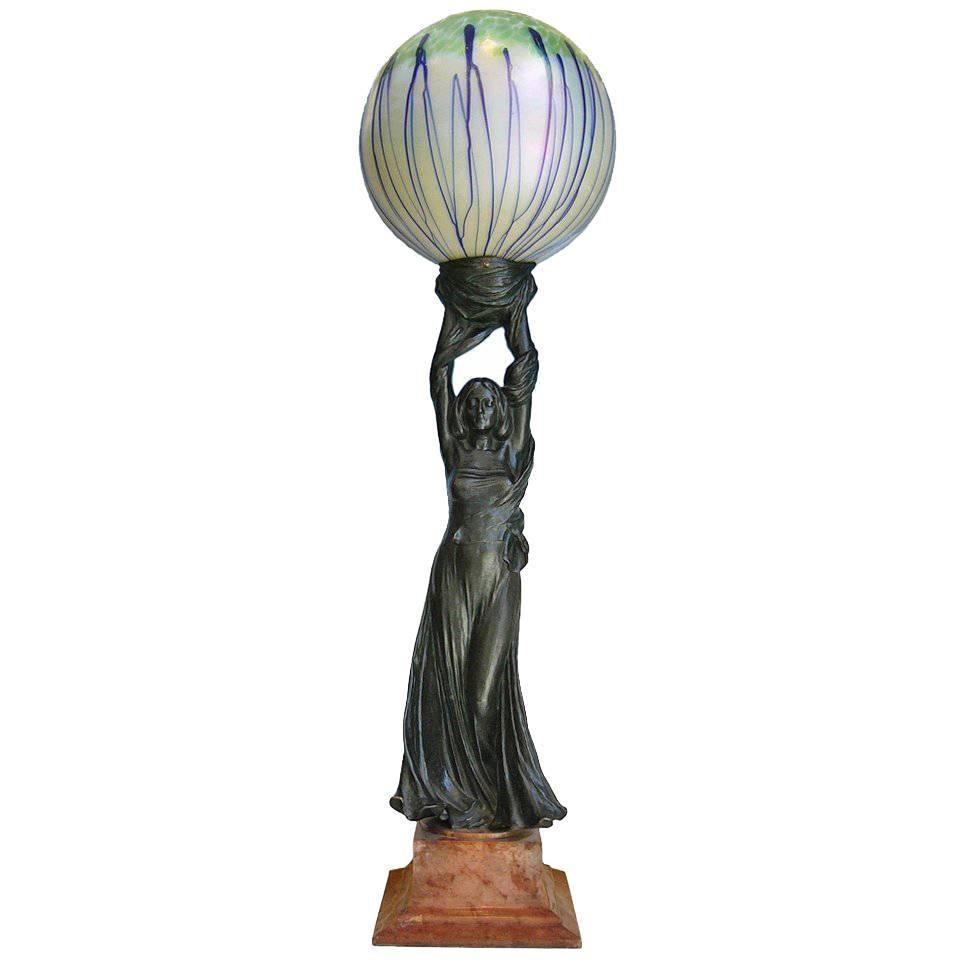 Art Nouveau Sculpture Lamp, 1901 by Gustav Gurschner