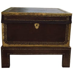 20th Century Leather Trunk with Nailheads in the Regency Style