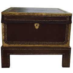 20th Century Leather Trunk with Nailheads in the Regency Style 11
