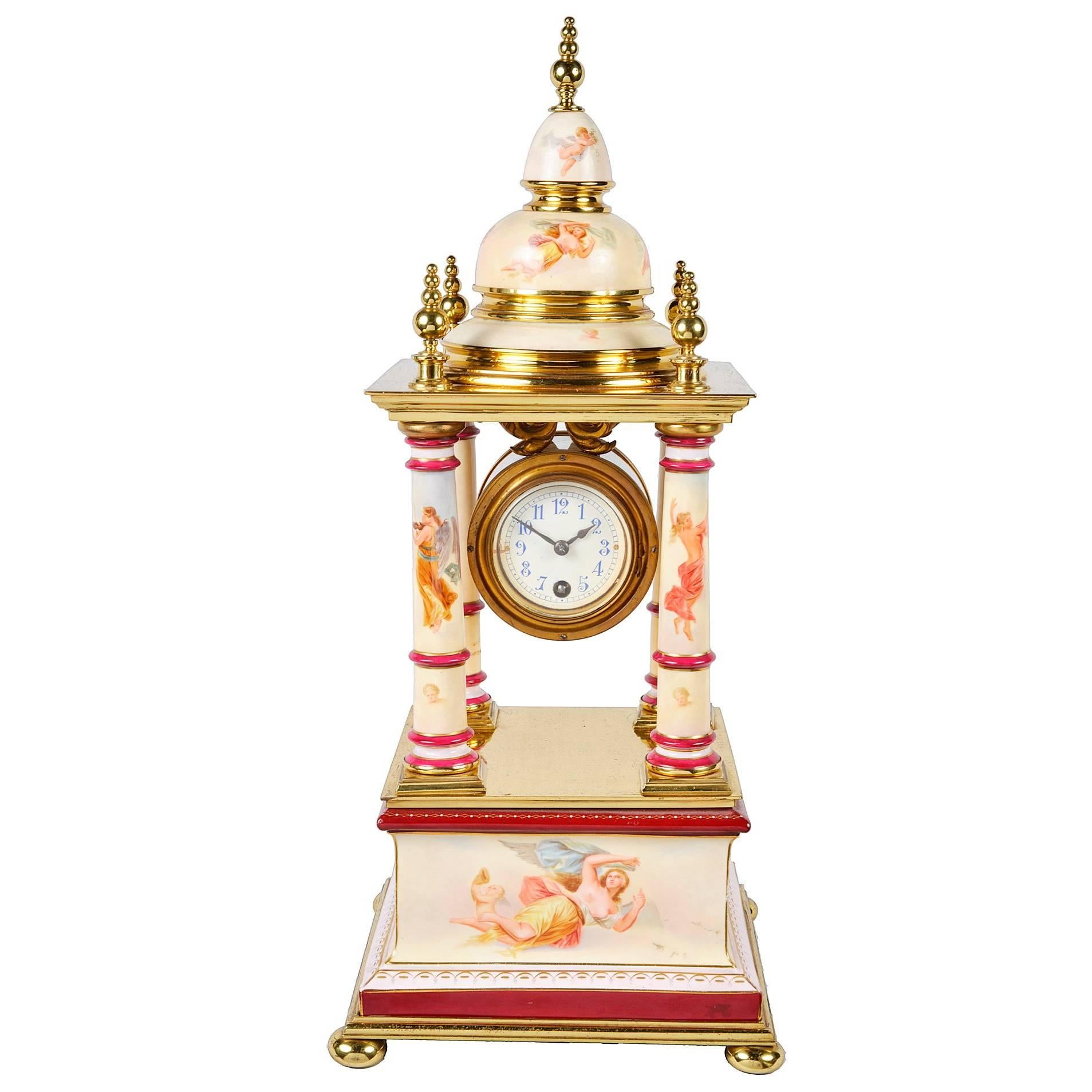 Late 19th Century, Vienna Porcelain Mantel Clock