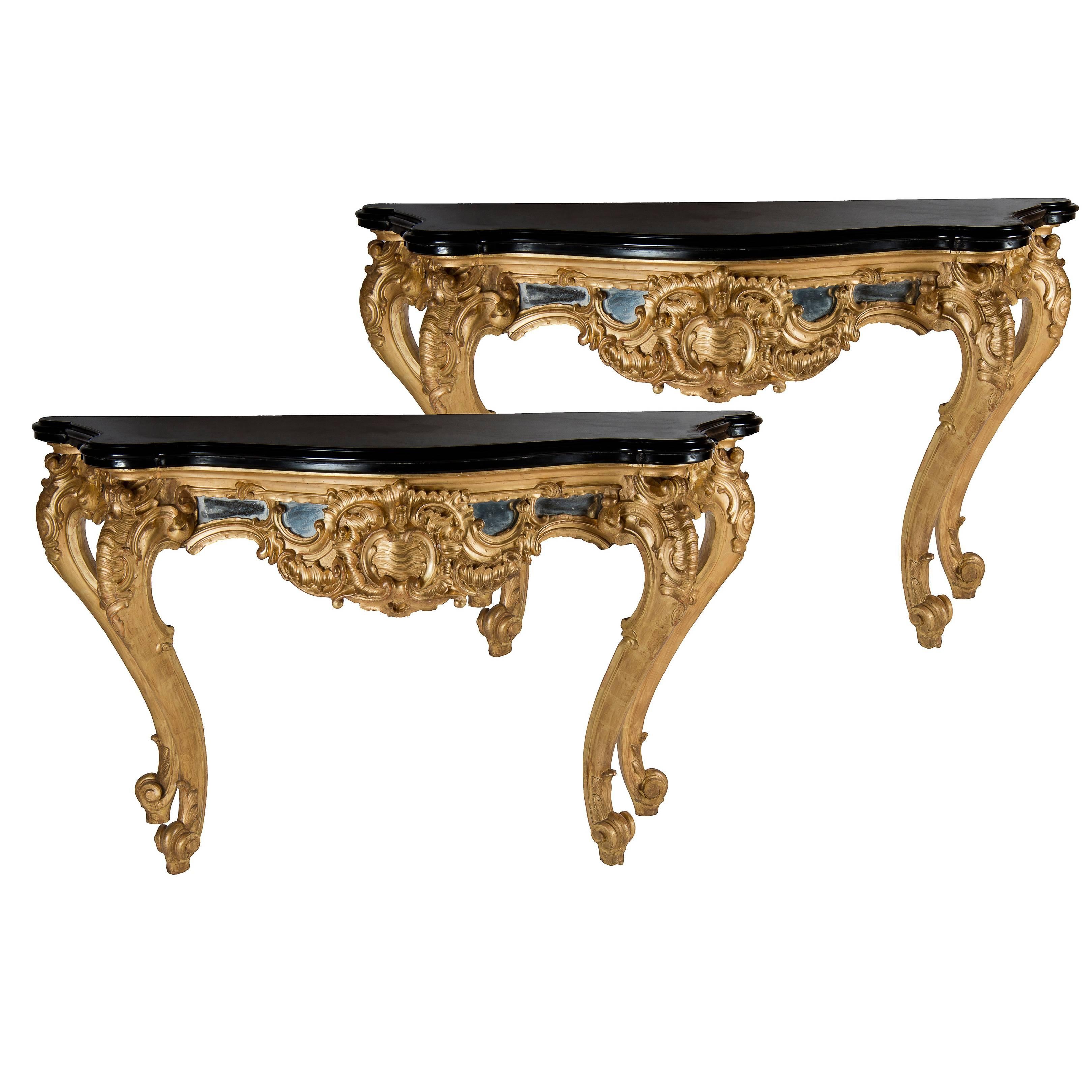 Rare Pair of Giltwood Consoles For Sale